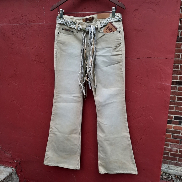 Lei Vintage Y2K Pants Mid Rise Flare Bootcut Mallcore Braided Belt NEW - Picture 2 of 10